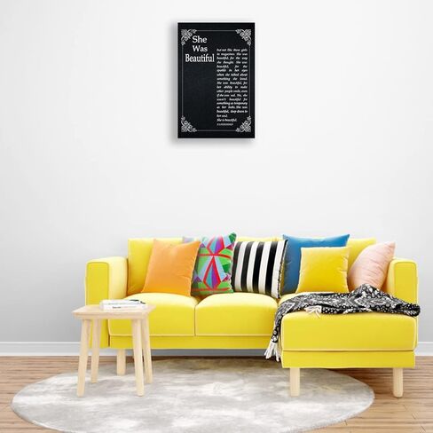 She Was Beautiful Wall Art Framed Motivational Poster Canvas She Was Beautiful Quotes Wall Art Black Art Prints Framed (16x24 inch) in Kuwait