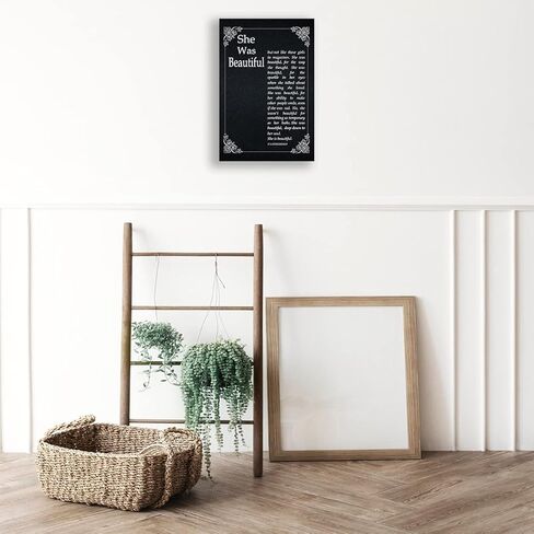 She Was Beautiful Wall Art Framed Motivational Poster Canvas She Was Beautiful Quotes Wall Art Black Art Prints Framed (16x24 inch) in Kuwait