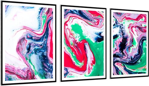 HK Studio Abstract Wall Art Aesthetic Posters 11" x 17" Pack 3 - Marbling Modern Wall Art for Bedroom, Dorm, Living Room, Bathroom - Wall Posters Room Decor for Teen Girls in Saudi Arabia