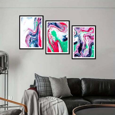HK Studio Abstract Wall Art Aesthetic Posters 11" x 17" Pack 3 - Marbling Modern Wall Art for Bedroom, Dorm, Living Room, Bathroom - Wall Posters Room Decor for Teen Girls in Saudi Arabia