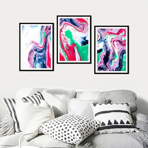 HK Studio Abstract Wall Art Aesthetic Posters 11" x 17" Pack 3 - Marbling Modern Wall Art for Bedroom, Dorm, Living Room, Bathroom - Wall Posters Room Decor for Teen Girls in Saudi Arabia