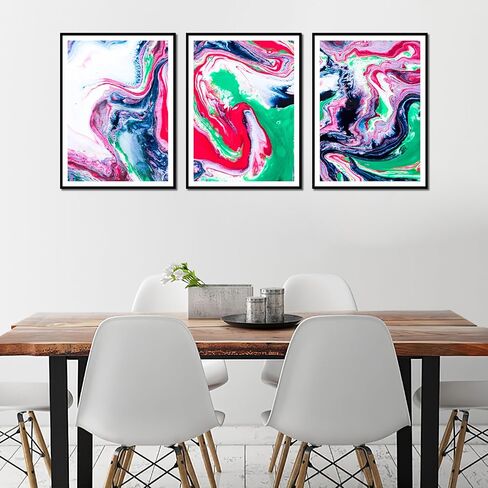 HK Studio Abstract Wall Art Aesthetic Posters 11" x 17" Pack 3 - Marbling Modern Wall Art for Bedroom, Dorm, Living Room, Bathroom - Wall Posters Room Decor for Teen Girls in Saudi Arabia