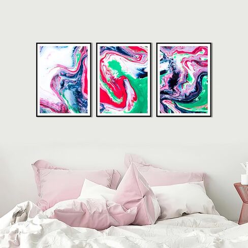 HK Studio Abstract Wall Art Aesthetic Posters 11" x 17" Pack 3 - Marbling Modern Wall Art for Bedroom, Dorm, Living Room, Bathroom - Wall Posters Room Decor for Teen Girls in Saudi Arabia
