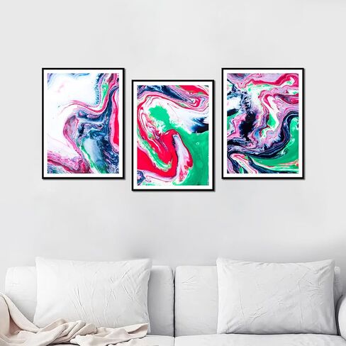 HK Studio Abstract Wall Art Aesthetic Posters 11" x 17" Pack 3 - Marbling Modern Wall Art for Bedroom, Dorm, Living Room, Bathroom - Wall Posters Room Decor for Teen Girls in Saudi Arabia