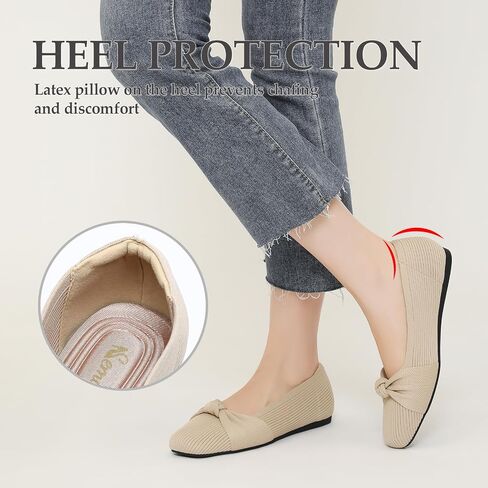 SemwissWomen Ballet Flats square toe comfortable Dressy slip on mesh knitted flat with bow Office Shoes. in Saudi Arabia