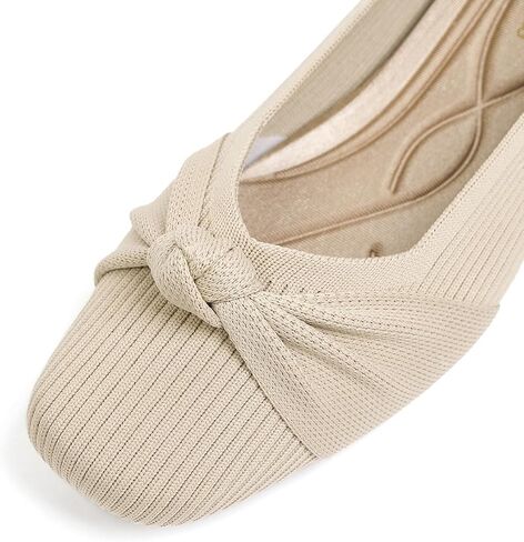 SemwissWomen Ballet Flats square toe comfortable Dressy slip on mesh knitted flat with bow Office Shoes. in Saudi Arabia