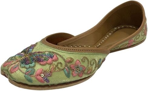 Multi Punjabi Jutti for Women's Wedding Shoes Traditional Handmade Ethnic Brdial Soft Flat Leather Jooti in Saudi Arabia