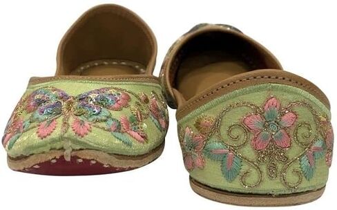 Multi Punjabi Jutti for Women's Wedding Shoes Traditional Handmade Ethnic Brdial Soft Flat Leather Jooti in Saudi Arabia