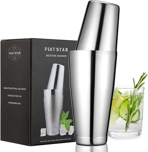 Boston Cocktail Shaker, Bar Bartender Shaking Tins Weighted 28oz Unweighted 18oz for Bartending, Martini Shakers Stainless Steel for Drink | Boston Shaker Set | Silver, by Plat Star in Saudi Arabia