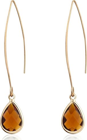 18K Gold Plated Burnt Orange Earrings for Women Handmade Amber Pull Through Earrings Hypoallergenic Orange Gemstone Drop Dangle for Sensitive Ears in Saudi Arabia