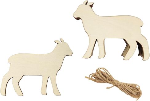 30 Pack 4 Inch Wood Lamb Sheep Cutouts Unfinished Wooden Lamb Sheep Hanging Ornaments DIY Farm Animal Craft Gift Tags for Home Party Decoration Craft Project in Saudi Arabia
