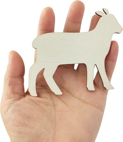 30 Pack 4 Inch Wood Lamb Sheep Cutouts Unfinished Wooden Lamb Sheep Hanging Ornaments DIY Farm Animal Craft Gift Tags for Home Party Decoration Craft Project in Saudi Arabia