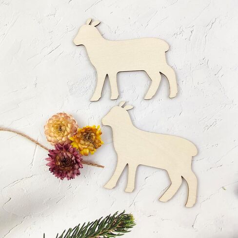 30 Pack 4 Inch Wood Lamb Sheep Cutouts Unfinished Wooden Lamb Sheep Hanging Ornaments DIY Farm Animal Craft Gift Tags for Home Party Decoration Craft Project in Saudi Arabia
