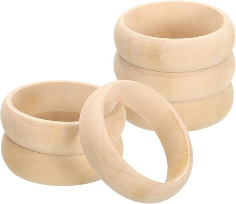 uxcell Wooden Bangle Bracelet, 6Pcs 83mm - Log Retro Macrame Rings, Unfinished Smooth Wood Circle, Wooden Rings for Crafts, Jewelry, DIY Making, Home Decor in Saudi Arabia
