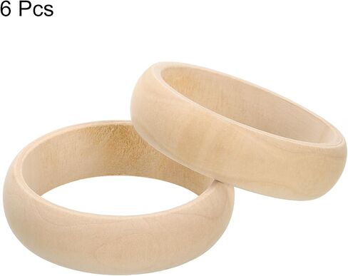 uxcell Wooden Bangle Bracelet, 6Pcs 83mm - Log Retro Macrame Rings, Unfinished Smooth Wood Circle, Wooden Rings for Crafts, Jewelry, DIY Making, Home Decor in Saudi Arabia