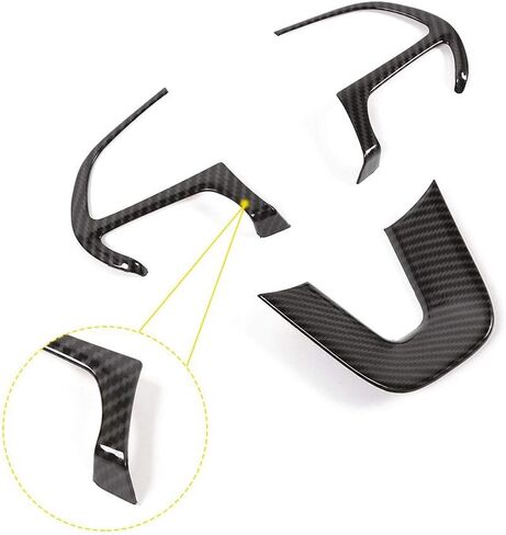 CheroCar Steering Wheel Interior Decoration Trim Kits Panel Cover for 2014-2021 Jeep Grand Cherokee, for 2015-2021 Dodge Challenger/Charger, for 2014-2021 Dodge Durango (Carbon Fiber Grain) in Saudi Arabia