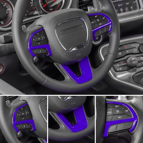CheroCar Steering Wheel Interior Decoration Trim Kits Panel Cover for 2014-2021 Jeep Grand Cherokee, for 2015-2021 Dodge Challenger/Charger, for 2014-2021 Dodge Durango (Carbon Fiber Grain) in Saudi Arabia