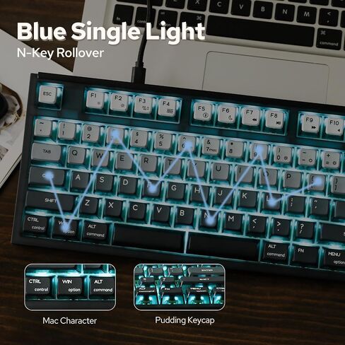 EPOMAKER SKYLOONG GK87 TKL QMK/VIA Wired Mechanical Keyboard with Three Rotary Knobs, Hot Swappable Programmable Custom Keyboard, Split-spacebar, Blue Single Light (Black, Wisteria Linear Switch) in Saudi Arabia