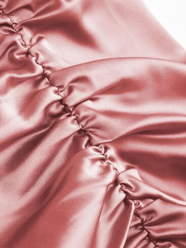 CIDER Solid Satin Ruched Split Midi Cami Dress in Saudi Arabia