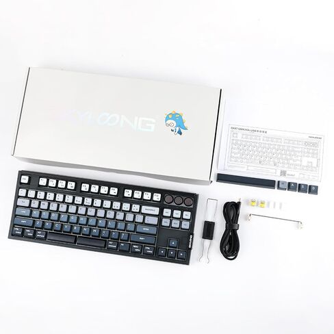 EPOMAKER SKYLOONG GK87 TKL QMK/VIA Wired Mechanical Keyboard with Three Rotary Knobs, Hot Swappable Programmable Custom Keyboard, Split-spacebar, Blue Single Light (Black, Wisteria Linear Switch) in Saudi Arabia