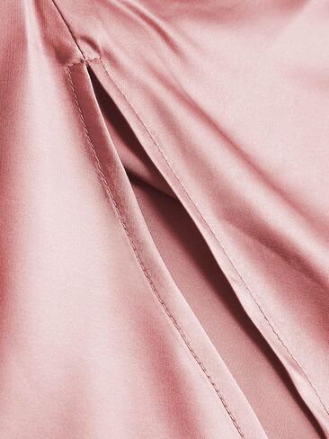 CIDER Solid Satin Ruched Split Midi Cami Dress in Saudi Arabia