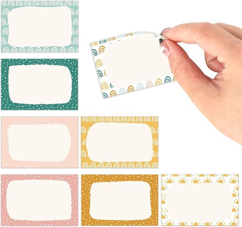 Whaline 200Pcs Boho Name Tag Stickers Rainbow Boho Back to School Self-Adhesive Name Tags Label Stickers 8 Style Multipurpose Name Plates for Classroom Decor Students Name Tags Desk Labels in Saudi Arabia