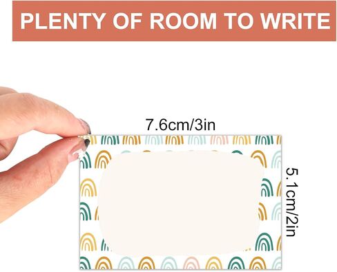 Whaline 200Pcs Boho Name Tag Stickers Rainbow Boho Back to School Self-Adhesive Name Tags Label Stickers 8 Style Multipurpose Name Plates for Classroom Decor Students Name Tags Desk Labels in Saudi Arabia