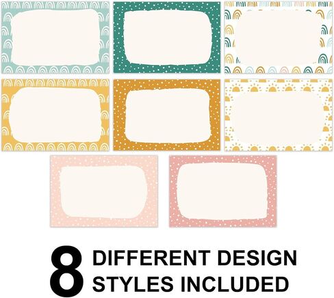 Whaline 200Pcs Boho Name Tag Stickers Rainbow Boho Back to School Self-Adhesive Name Tags Label Stickers 8 Style Multipurpose Name Plates for Classroom Decor Students Name Tags Desk Labels in Saudi Arabia