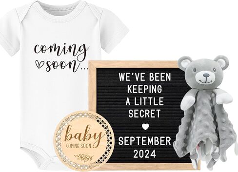 أفكار إعلان الطفل القادم قريبًا، مفاجأة الحمل تكشف للأجداد والأجداد والأب - هدايا الكشف عن جنس المولود الجديد - لوحة أحرف من اللباد، لافتة خشبية، قطعة واحدة للأطفال، بطانية أمان in Kuwait