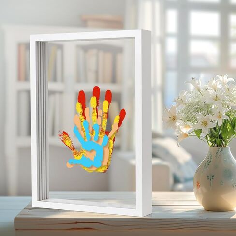 Family Handprint Kit, DIY Baby Hand Print Kit-Father's Day Gift - New Parent Gifts Ideas Hand and 4 Sheets Footprint Keepsake Kit with Baby-Safe Paint(Black) in Saudi Arabia
