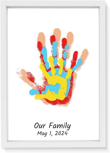 Family Handprint Kit, DIY Baby Hand Print Kit-Father's Day Gift - New Parent Gifts Ideas Hand and 4 Sheets Footprint Keepsake Kit with Baby-Safe Paint(Black) in Saudi Arabia
