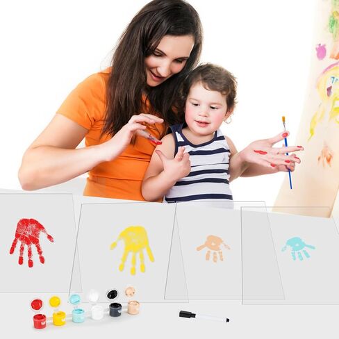Family Handprint Kit, DIY Baby Hand Print Kit-Father's Day Gift - New Parent Gifts Ideas Hand and 4 Sheets Footprint Keepsake Kit with Baby-Safe Paint(Black) in Saudi Arabia