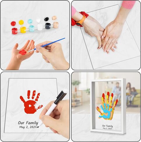 Family Handprint Kit, DIY Baby Hand Print Kit-Father's Day Gift - New Parent Gifts Ideas Hand and 4 Sheets Footprint Keepsake Kit with Baby-Safe Paint(Black) in Saudi Arabia
