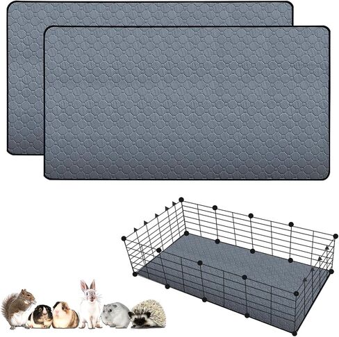 Permotary 2 Pack Reusable Guinea Pig Cage Liners, Washable Guinea Pig Pee Pads, Super Absorbent ,Waterproof, Odor Contral Guinea Pig Bedding Mat for Small Animals , Rabbit, Hamster, Rat - 47" x 24" in Kuwait