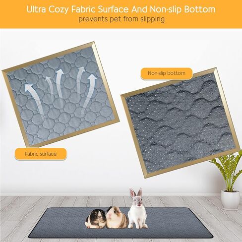 Permotary 2 Pack Reusable Guinea Pig Cage Liners, Washable Guinea Pig Pee Pads, Super Absorbent ,Waterproof, Odor Contral Guinea Pig Bedding Mat for Small Animals , Rabbit, Hamster, Rat - 47" x 24" in Kuwait