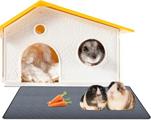 Permotary 2 Pack Reusable Guinea Pig Cage Liners, Washable Guinea Pig Pee Pads, Super Absorbent ,Waterproof, Odor Contral Guinea Pig Bedding Mat for Small Animals , Rabbit, Hamster, Rat - 47" x 24" in Kuwait