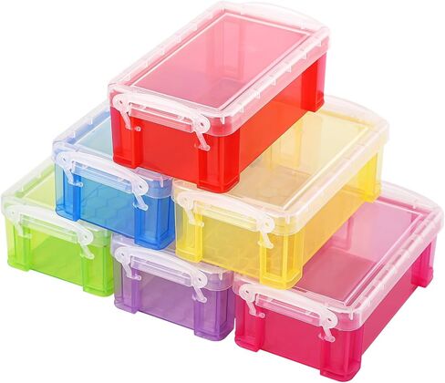 6 Pcs Mini Plastic Boxes, Small Clear Storage Containers with Locking Lids, Clear Plastic Organizers for Crafts, Stationery, Jewelry, Sewing, Multipurpose Cases for Accessories in Kuwait