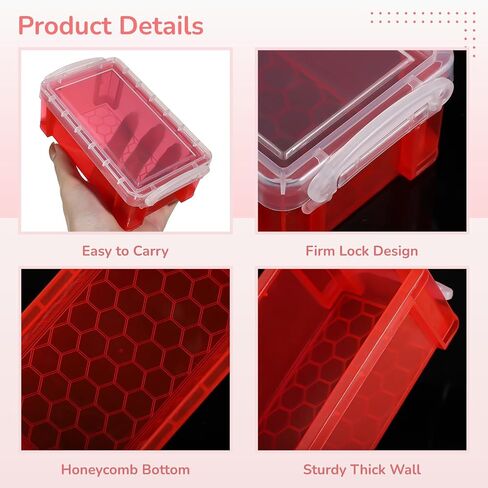 6 Pcs Mini Plastic Boxes, Small Clear Storage Containers with Locking Lids, Clear Plastic Organizers for Crafts, Stationery, Jewelry, Sewing, Multipurpose Cases for Accessories in Kuwait