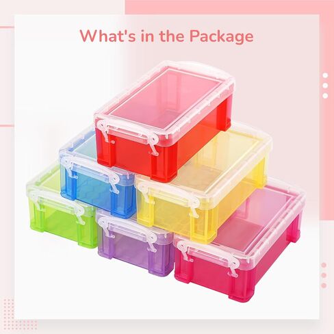 6 Pcs Mini Plastic Boxes, Small Clear Storage Containers with Locking Lids, Clear Plastic Organizers for Crafts, Stationery, Jewelry, Sewing, Multipurpose Cases for Accessories in Kuwait