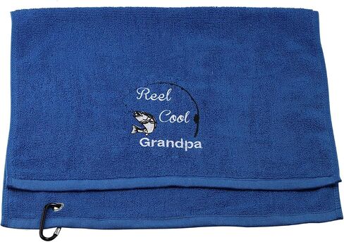 Fishing Towel Fisherman Gift Reel Cool Dad Papa Embroidered Towel with Clip in Saudi Arabia
