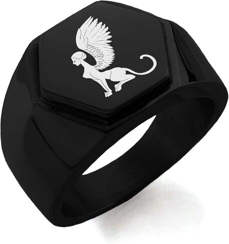 Stainless Steel Greek Mythology Minimalist Oval Top Polished Statement Ring in Saudi Arabia