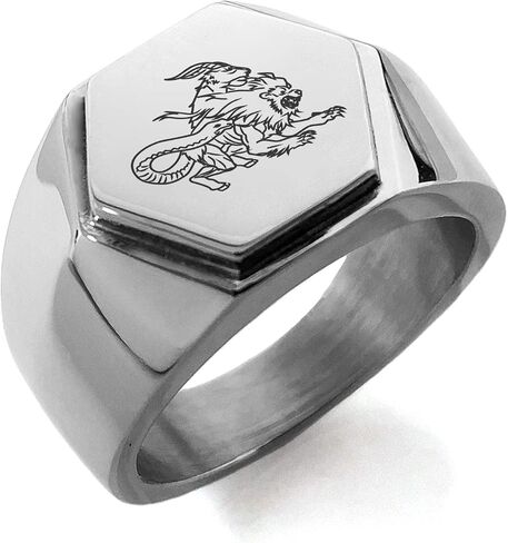 Stainless Steel Greek Mythology Minimalist Oval Top Polished Statement Ring in Saudi Arabia