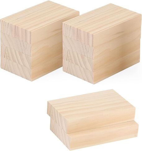 10 PCS Unfinished Wood Blocks, 5 x 3 x 1 Inch Natural Wooden Cubes, Whittling Blocks for Crafts, DIY Projects, Carving in Kuwait