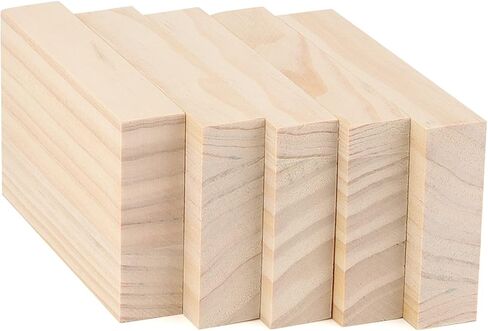 10 PCS Unfinished Wood Blocks, 5 x 3 x 1 Inch Natural Wooden Cubes, Whittling Blocks for Crafts, DIY Projects, Carving in Kuwait