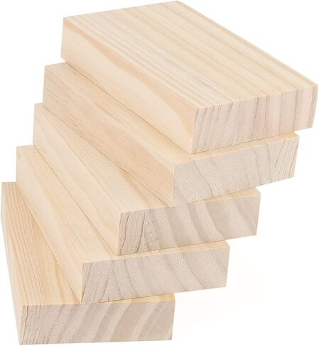 10 PCS Unfinished Wood Blocks, 5 x 3 x 1 Inch Natural Wooden Cubes, Whittling Blocks for Crafts, DIY Projects, Carving in Kuwait