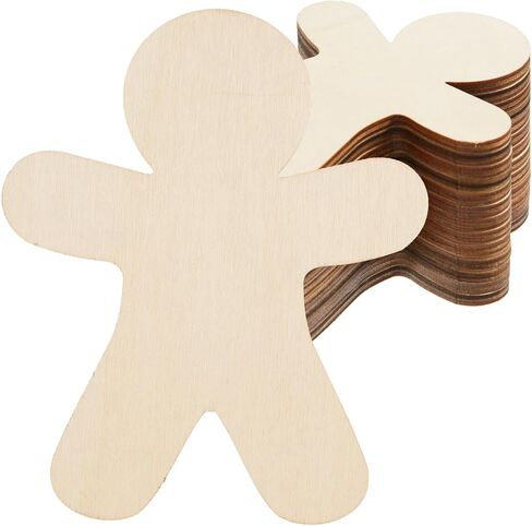 36 Pcs Gingerbread Man Wood Cutouts Unfinished Wooden Gingerbread Men Shapes Cut Outs Blank Wood Christmas Cutouts Wood Xmas Ornaments Slices for DIY Crafts Xmas Christmas Party Home Decor,4x4.7" in Kuwait