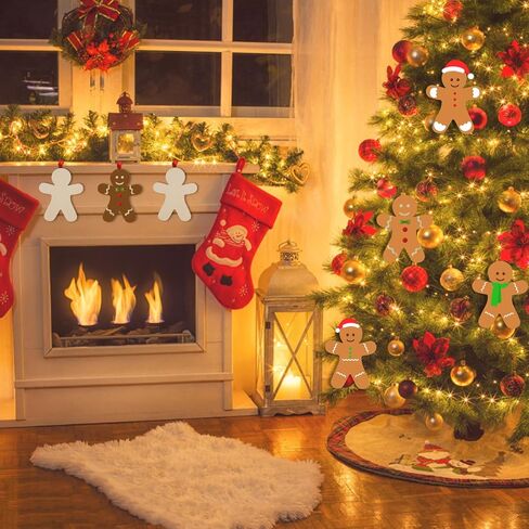 36 Pcs Gingerbread Man Wood Cutouts Unfinished Wooden Gingerbread Men Shapes Cut Outs Blank Wood Christmas Cutouts Wood Xmas Ornaments Slices for DIY Crafts Xmas Christmas Party Home Decor,4x4.7" in Kuwait