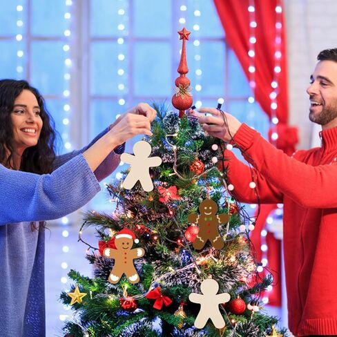 36 Pcs Gingerbread Man Wood Cutouts Unfinished Wooden Gingerbread Men Shapes Cut Outs Blank Wood Christmas Cutouts Wood Xmas Ornaments Slices for DIY Crafts Xmas Christmas Party Home Decor,4x4.7" in Kuwait