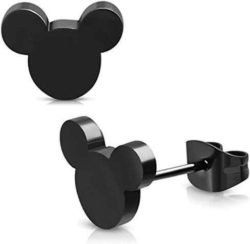 baobei surgical steel earrings,black/Gold/silver stainless steel Small Cartilage cute mouse stud earrings for men boy Girls, birthday gift Nickel Free in Saudi Arabia