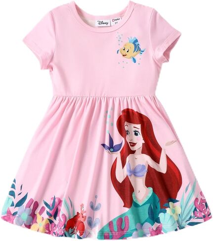 Disney Princess Toddler Girl Dress Short Sleeve Daisy Mesh Overlay Fairy Dress 2-6 Years… in Saudi Arabia